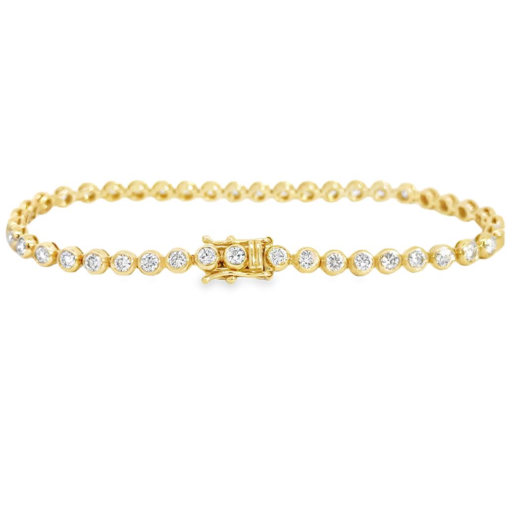3.23 CTW Diamond 14K Yellow Gold Bezel Set Tennis Bracelet