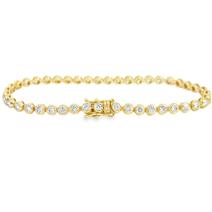3.23 CTW Diamond 14K Yellow Gold Bezel Set Tennis Bracelet