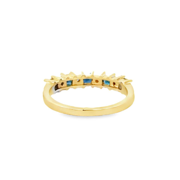Sapphire and 0.08 CTW Diamond 10K Yellow Gold Band Ring