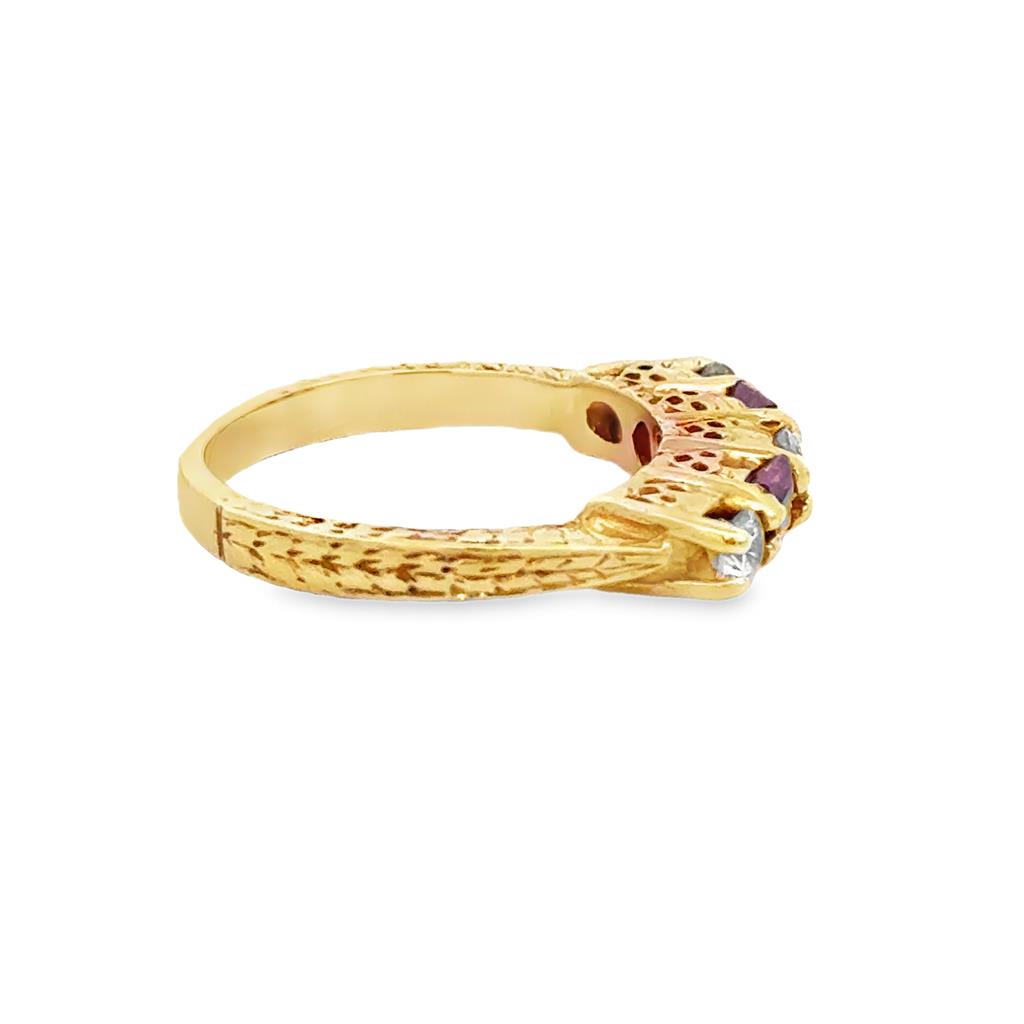 0.33 CTW Diamond & Pink Topaz 14K Yellow Gold Intricate Band Ring
