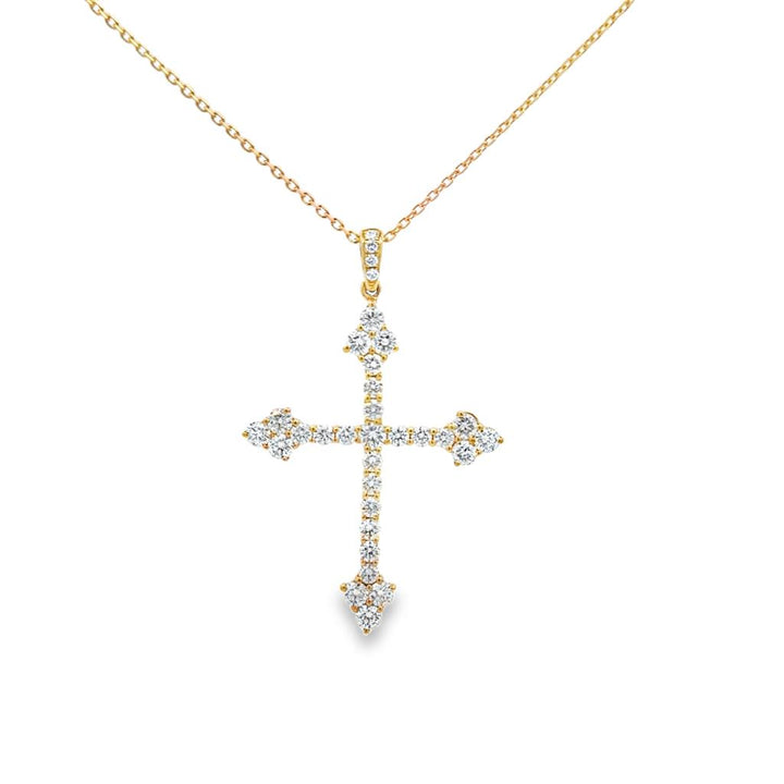 1.27 CTW Diamond 18K Yellow Gold Cross Pendant Necklace