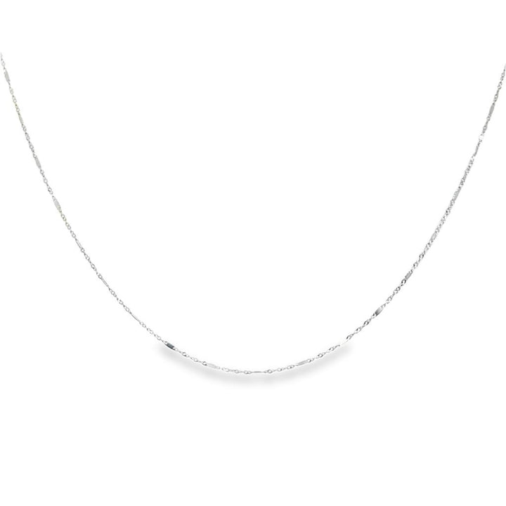 10K White Gold Bar & Twisted Chain Necklace