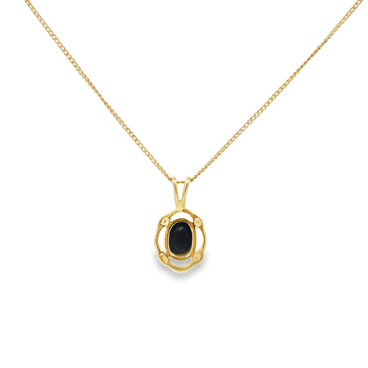 14K Yellow Gold Dark Blue Sapphire Pendant Necklace – 21"