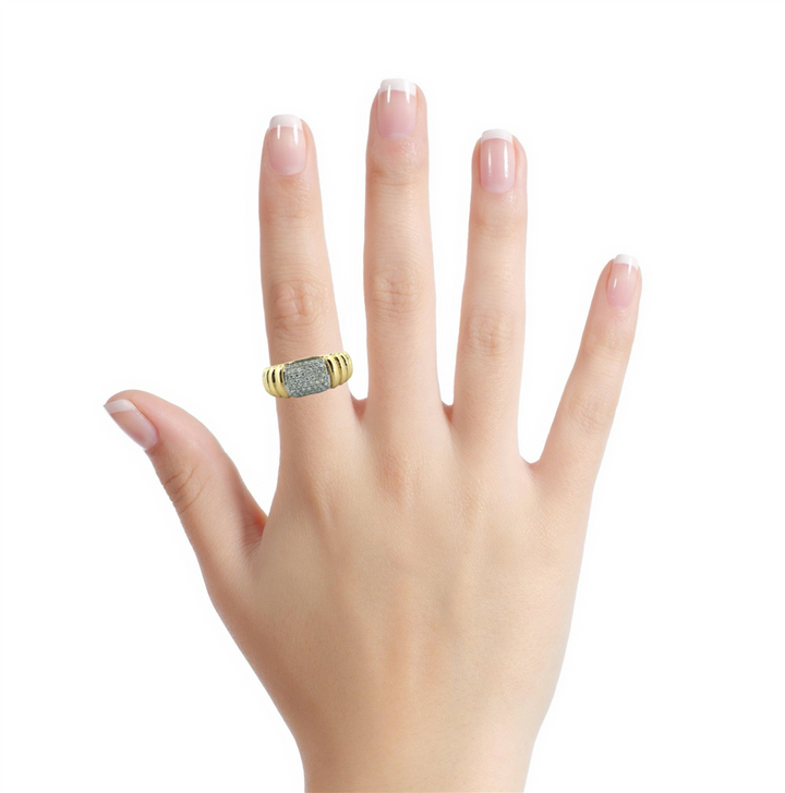 Doves 0.29 CTW Diamond Wide Textured Band in 18K Yellow & White Gold