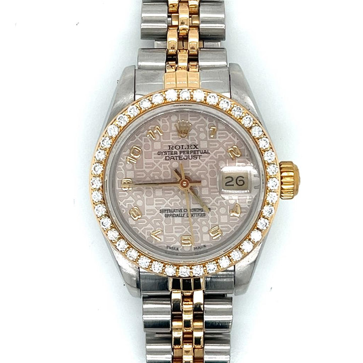Rolex Datejust Serti Dial 1987 Diamond Bezel Two-Tone Watch Model 69173
