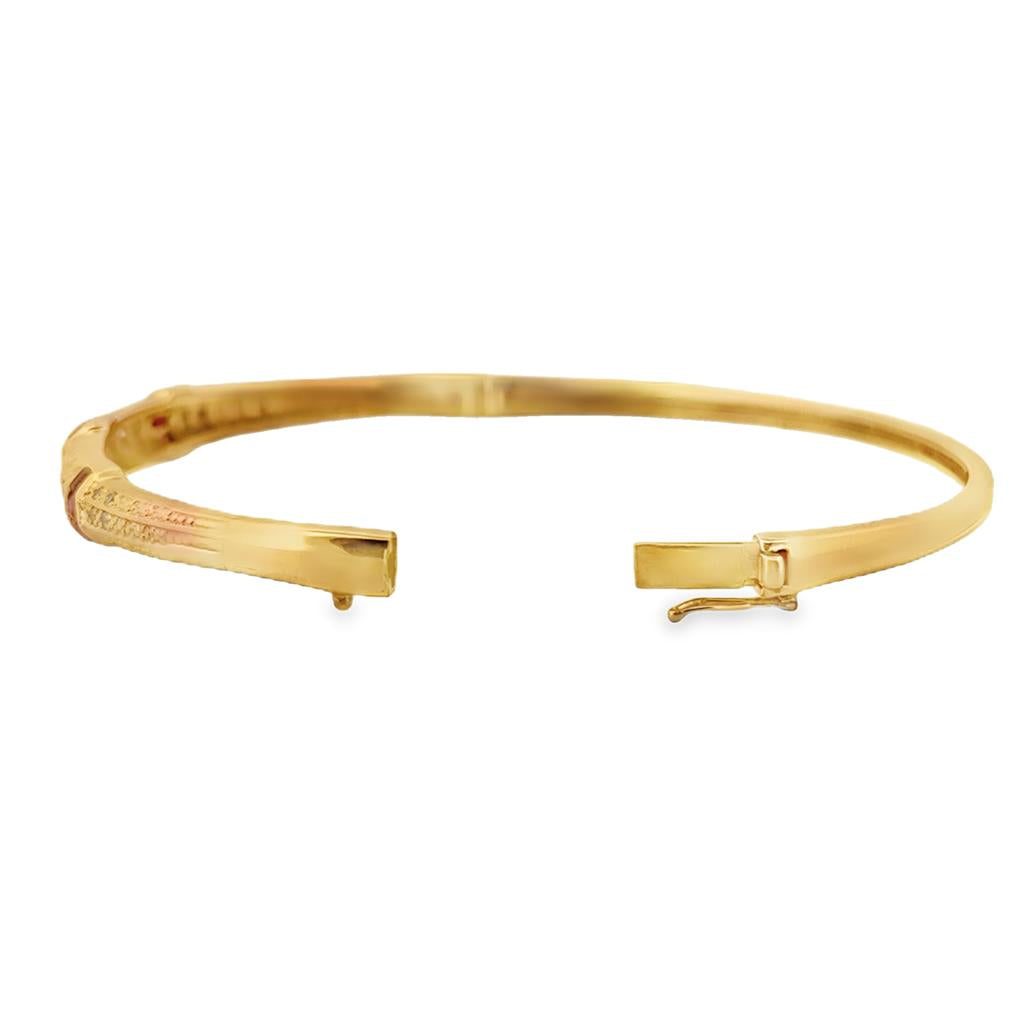 Ruby and Diamond Bangle Bracelet in 18K Yellow Gold – Princess Cut Rubies, 0.42 CTW Diamonds