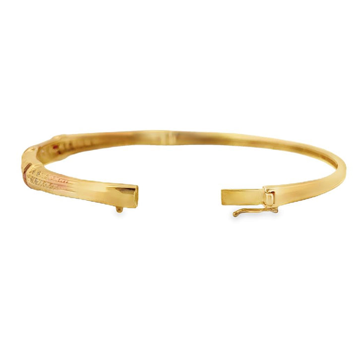 Ruby and Diamond Bangle Bracelet in 18K Yellow Gold – Princess Cut Rubies, 0.42 CTW Diamonds