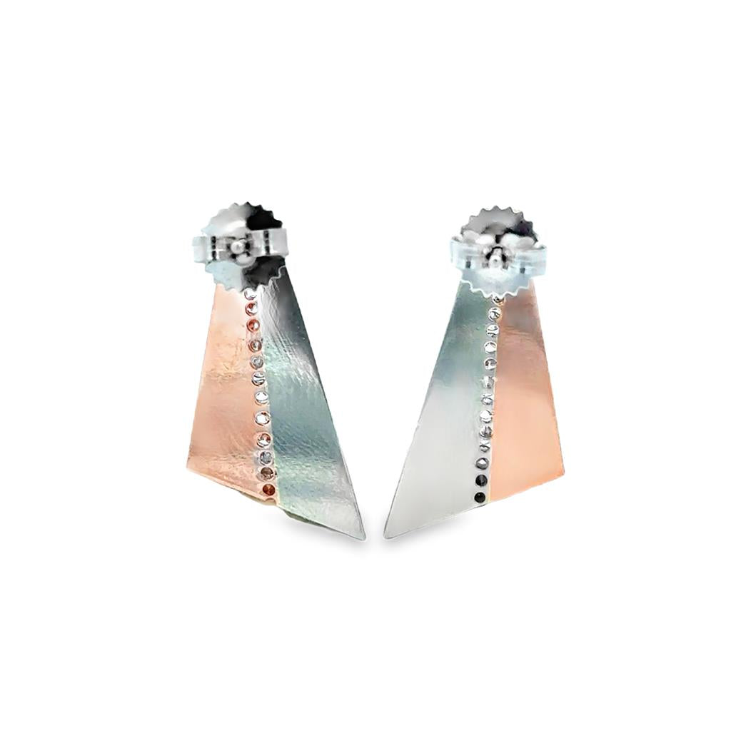 0.40 CTW Diamond 14K Two-Tone Gold Modernist Triangle Earrings