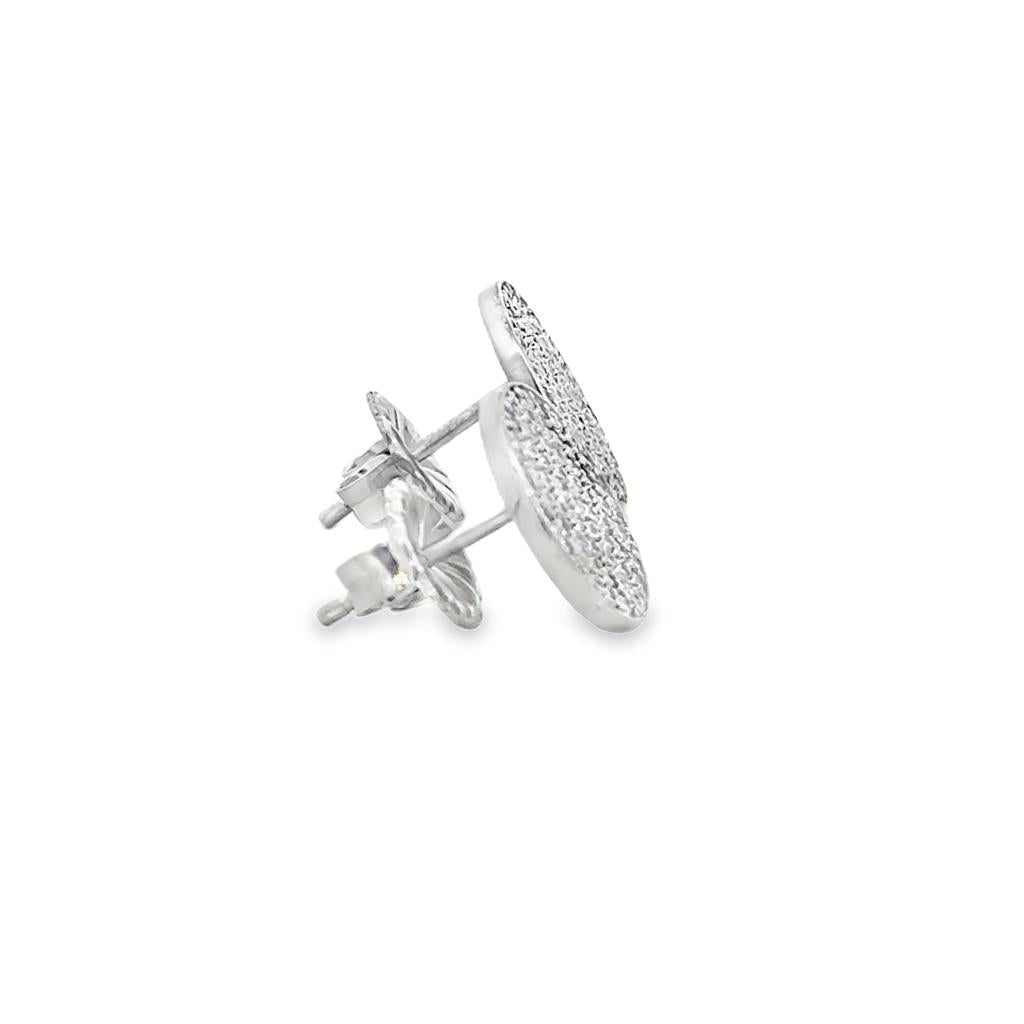0.60 CTW Diamond Pavé 14K White Gold Flat Circle Stud Earrings