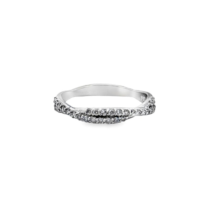 0.25 CTW Diamond Twisted Band, 14K White Gold