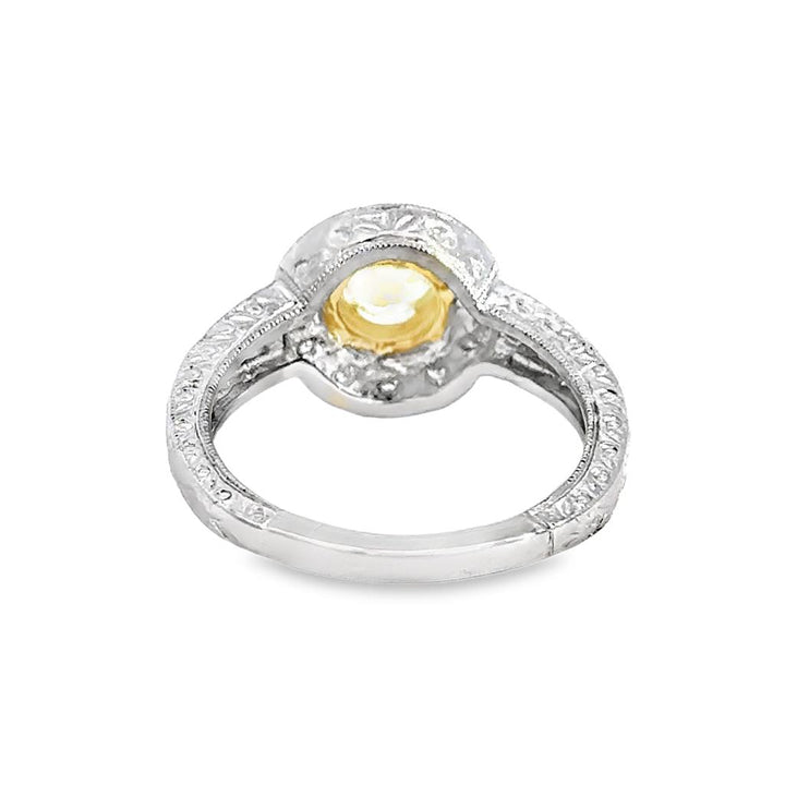 1.06 CT Yellow Sapphire & 0.20 CTW Diamond 14K White Gold Halo Ring