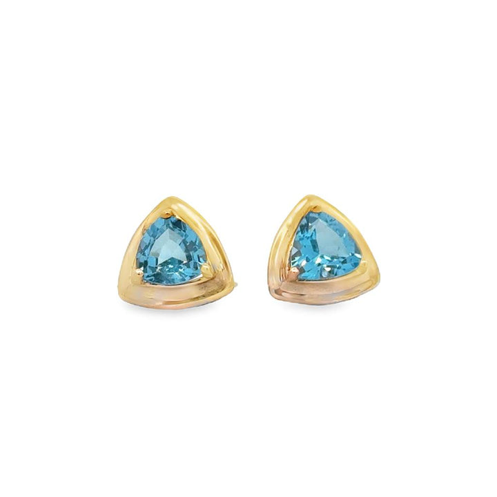 Pre-Owned Blue Topaz Stud Earrings 14K Yellow Gold – 9.8mm