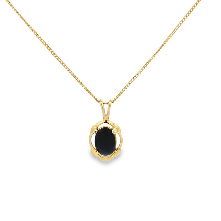14K Yellow Gold Dark Blue Sapphire Pendant Necklace – 21"