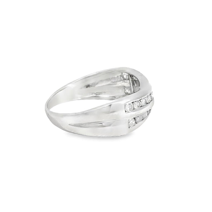 0.35 CTW Diamond 14K White Gold Multi-Row Band Ring