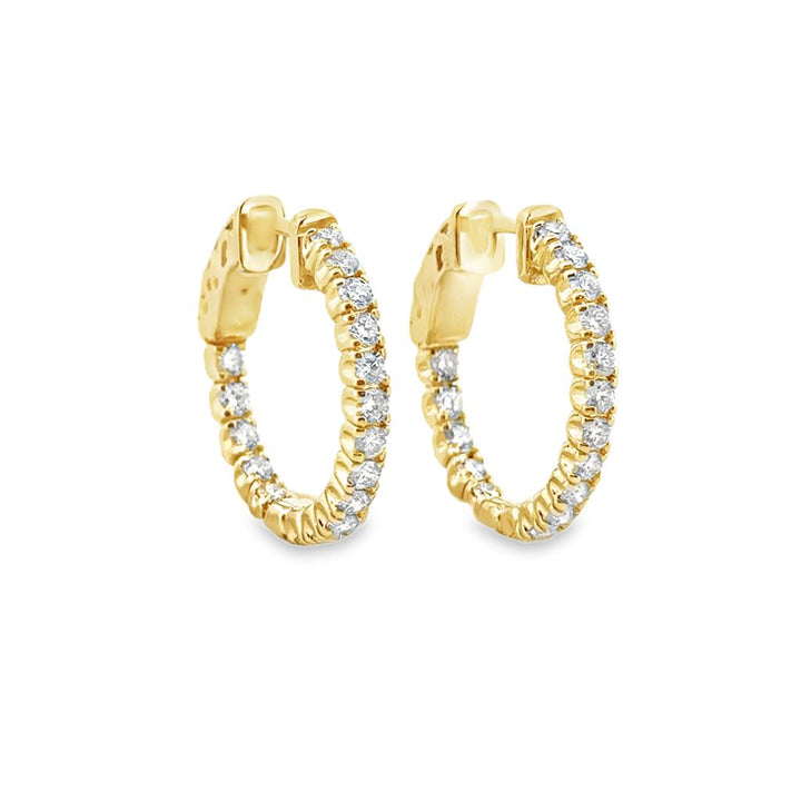 1.00 CTW Diamond Inside-Out Hoop Earrings 14K Yellow Gold – 20mm