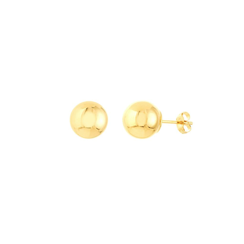 14K Yellow Gold 8mm Polished Ball Stud Earrings