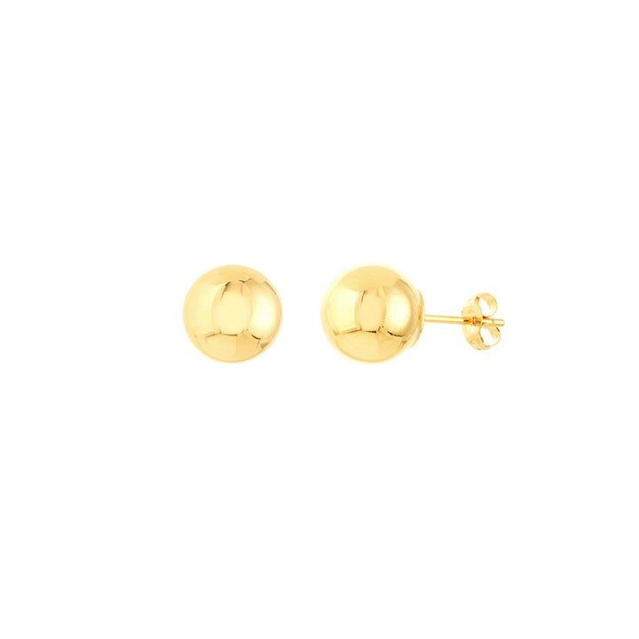 14K Yellow Gold 8mm Polished Ball Stud Earrings
