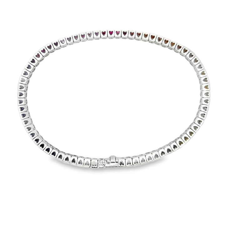 8.00 CTW Rainbow Sapphire 14K White Gold Princess-Cut Bracelet