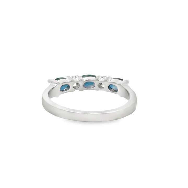 0.60 CTW Sapphire & 0.06 CTW Diamond 14K White Gold Oval Sapphire Ring – Size 6.75