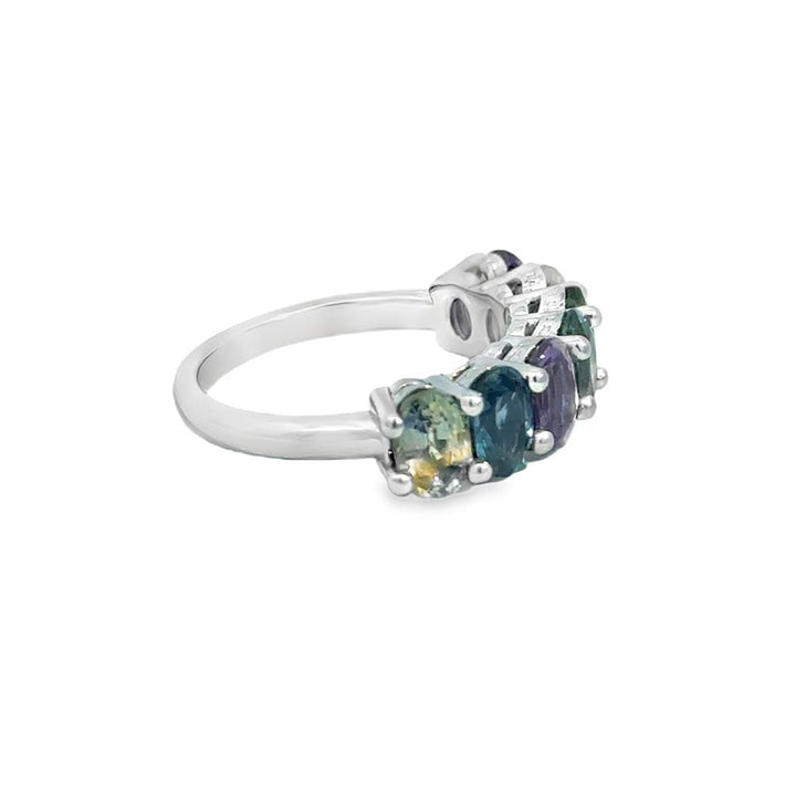 14K White Gold Multi-Color Sapphire Ring