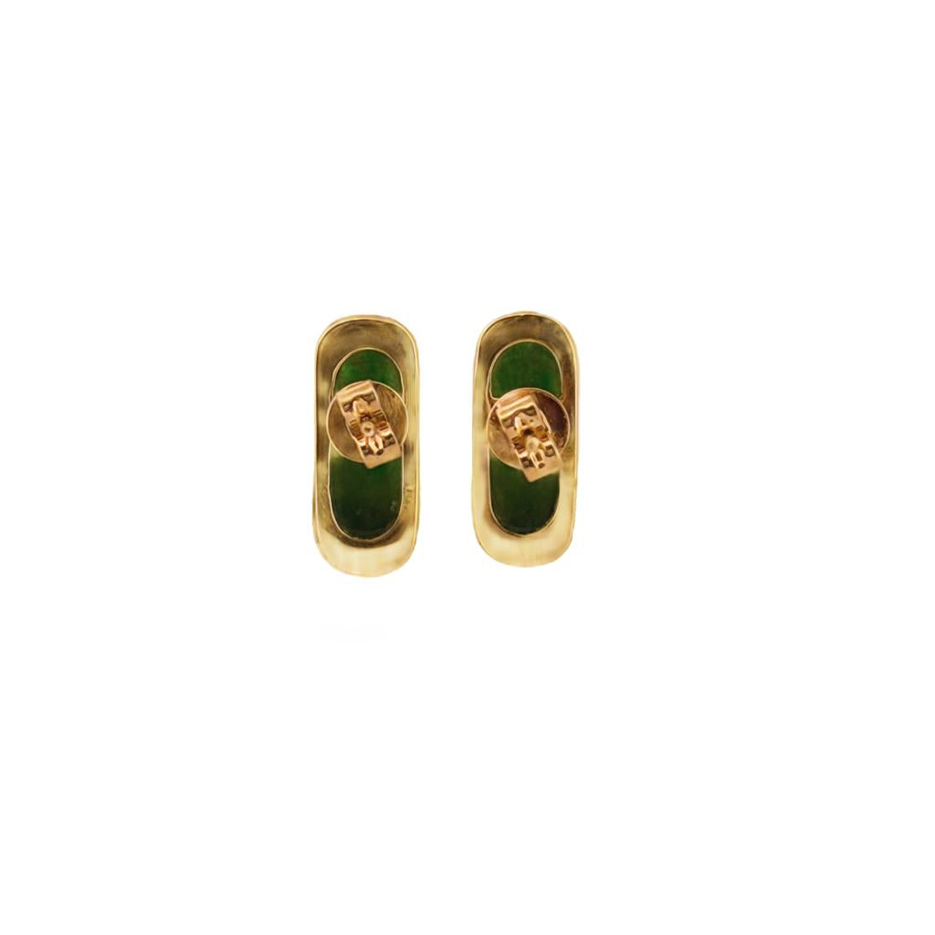 Jade Earrings in 14K Yellow Gold – 7mm x 18mm with Post Backs