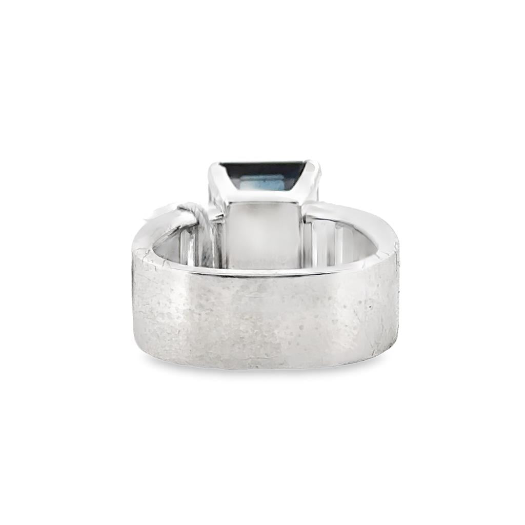 6.32CT Sapphire and Diamond Ring in Platinum – Emerald Cut Sapphire, GIA Certified