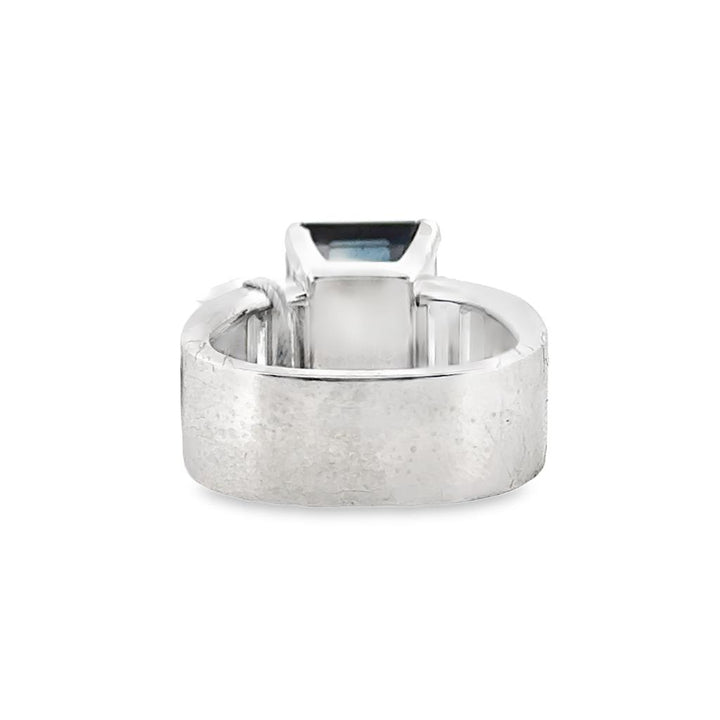 6.32CT Sapphire and Diamond Ring in Platinum – Emerald Cut Sapphire, GIA Certified