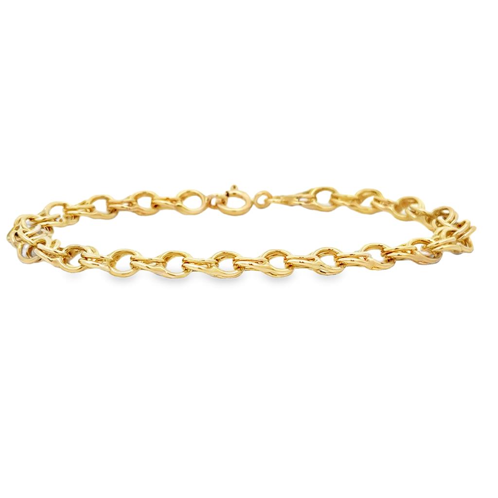 14K Yellow Gold Charm Link Bracelet 7"