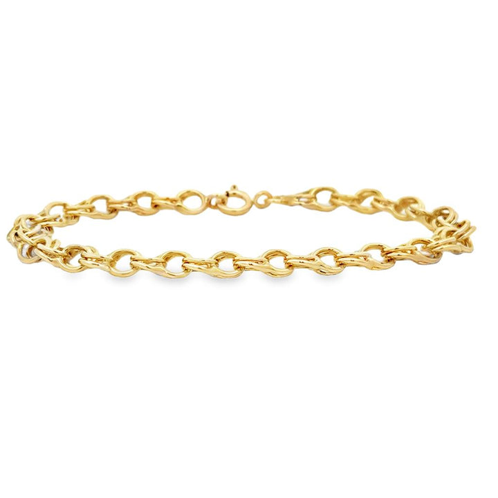 14K Yellow Gold Charm Link Bracelet 7"
