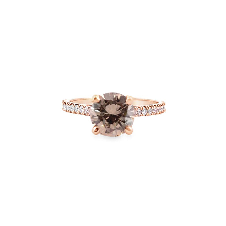 Classic Four Prong Micro Pavé Engagement Semi-Mount Solitaire Ring in 18K Gold