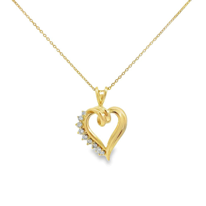 0.25 CTW Diamond 14K Yellow Gold Heart Pendant Necklace