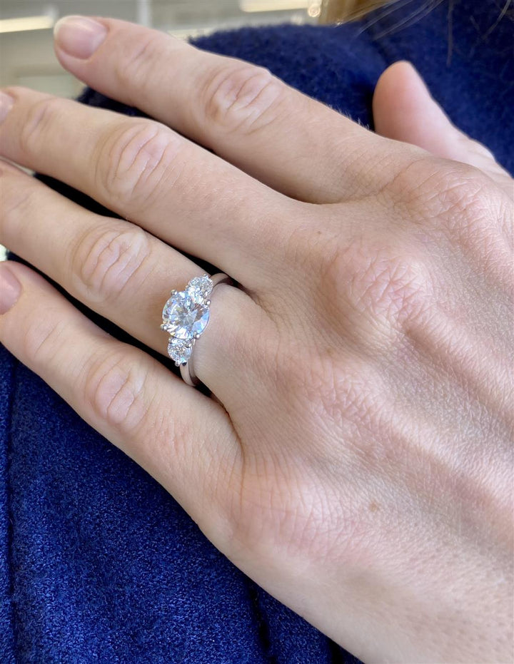 Three Stone Engagement Engagement Ring Mounting in 18K Gold