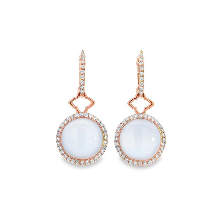 3.98 CTW Moonstone & 1.00 CTW Diamond 18K Rose Gold Drop Earrings