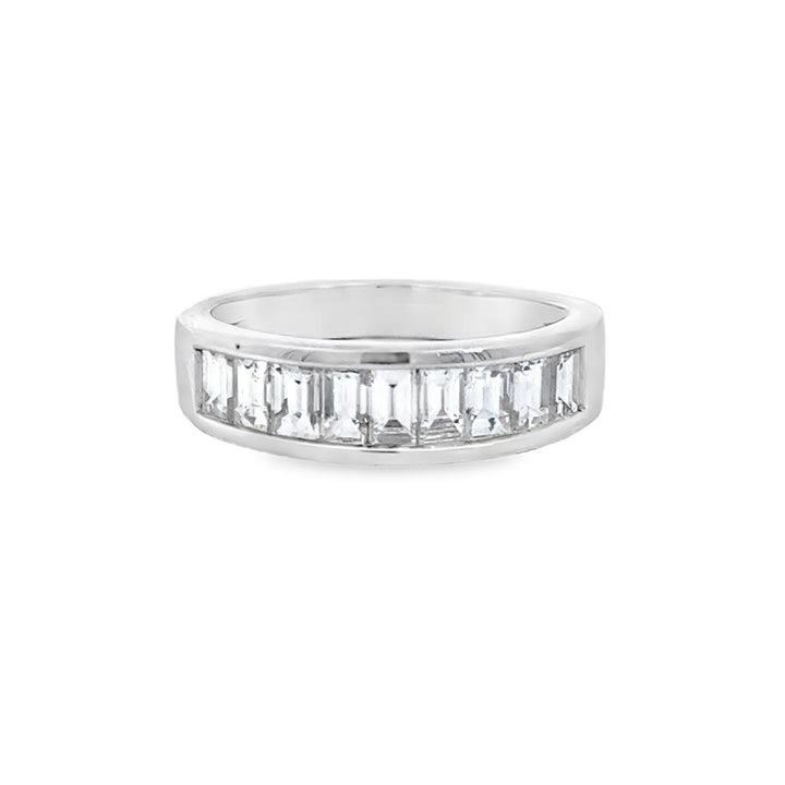 1.44 CTW Baguette Diamond Band – 18K White Gold, 5.5mm