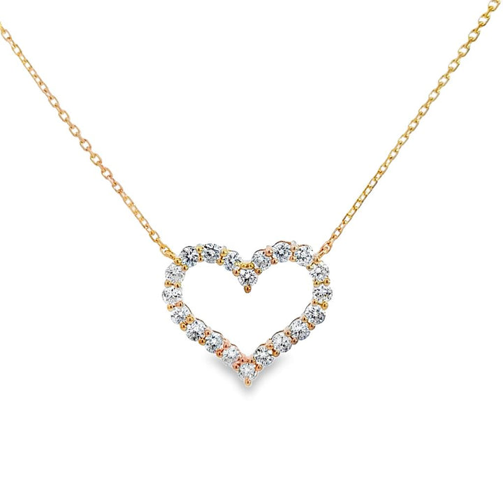 1.10 CTW Diamond Heart Pendant Necklace in 14K Yellow Gold