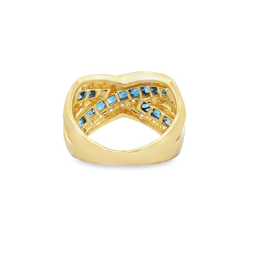 Pre-Owned Blue Topaz & Diamond 14K Yellow Gold Ring – 11mm