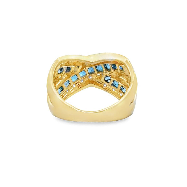 Pre-Owned Blue Topaz & Diamond 14K Yellow Gold Ring – 11mm