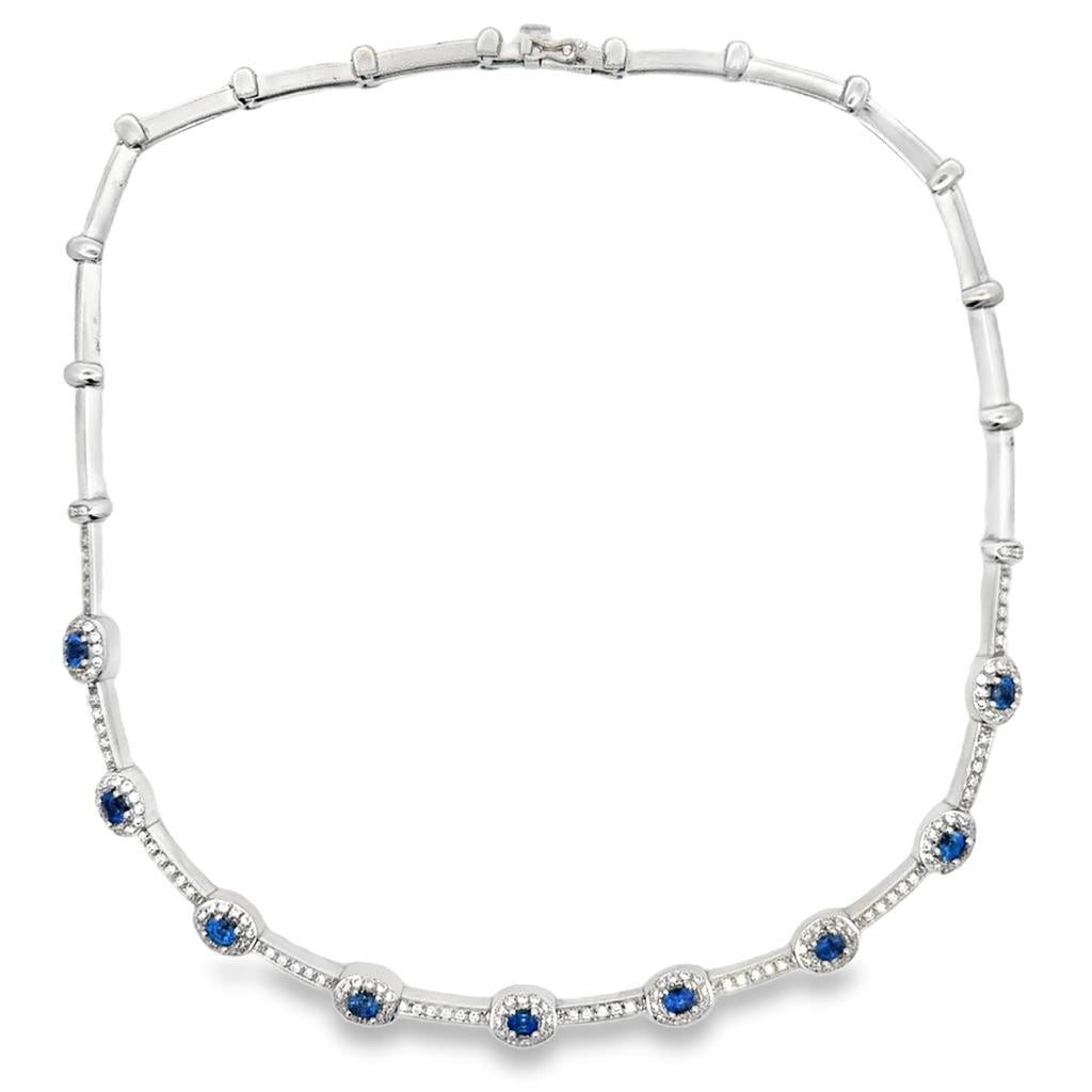 2.50 CTW Diamond & 2.00 CTW Sapphire 18K White Gold Necklace