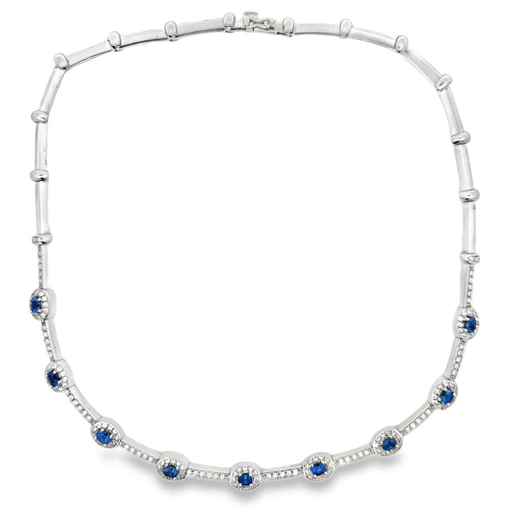2.50 CTW Diamond & 2.00 CTW Sapphire 18K White Gold Necklace