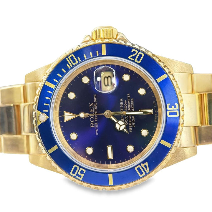 Rolex Submariner 18K Yellow Gold Blue Dial Men's Watch