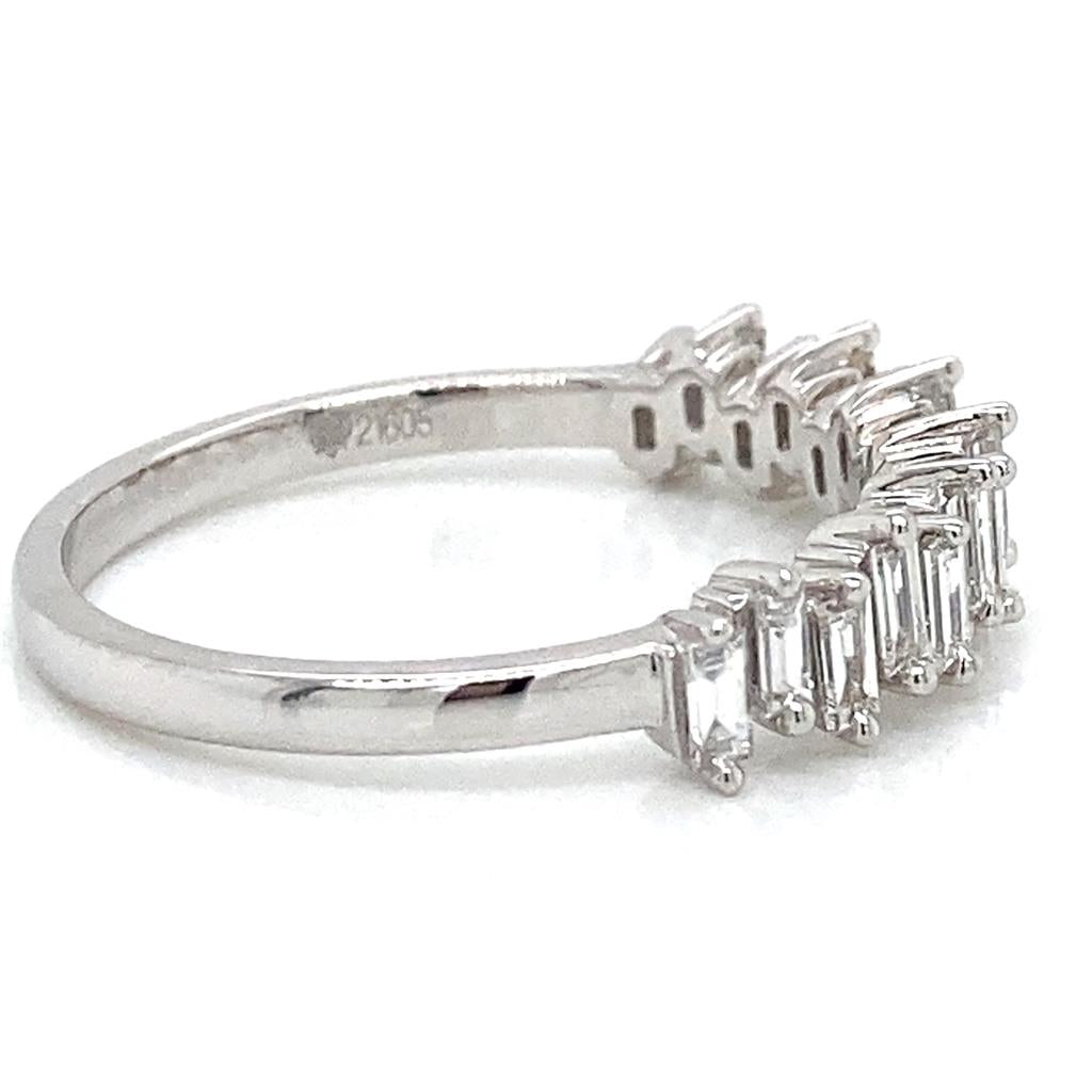 0.54 CTW Baguette Diamond 14K White Gold Offset Ring