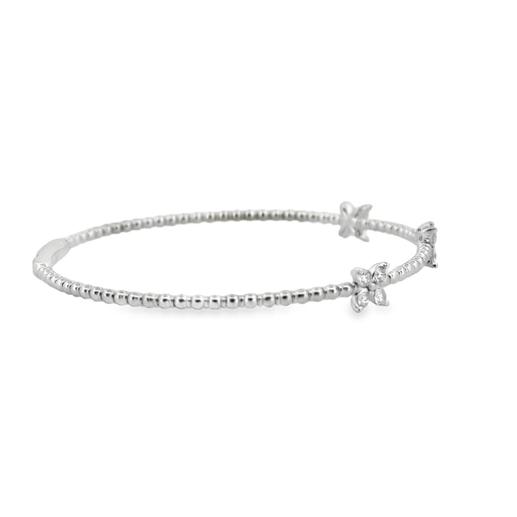 0.36 CTW Diamond Flower Flexible Bangle in 14K White Gold