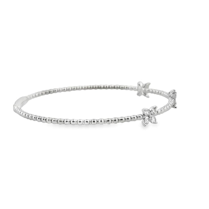 0.36 CTW Diamond Flower Flexible Bangle in 14K White Gold