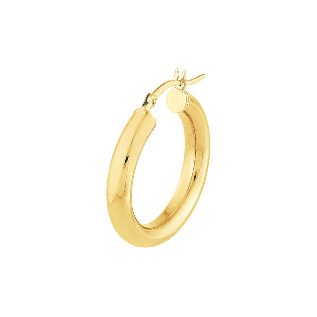 14K Yellow Gold 1 Inch Polished Round Hoop Earrings