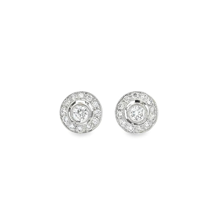 0.35 CTW Diamond Halo Stud Earrings 18K Yellow Gold – 7.5mm