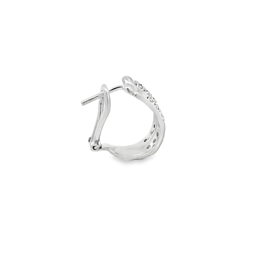 0.60 CTW Diamond 14K White Gold Double Row Hoop Earrings