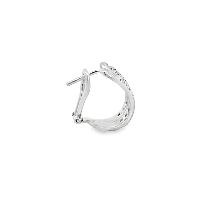 0.60 CTW Diamond 14K White Gold Double Row Hoop Earrings