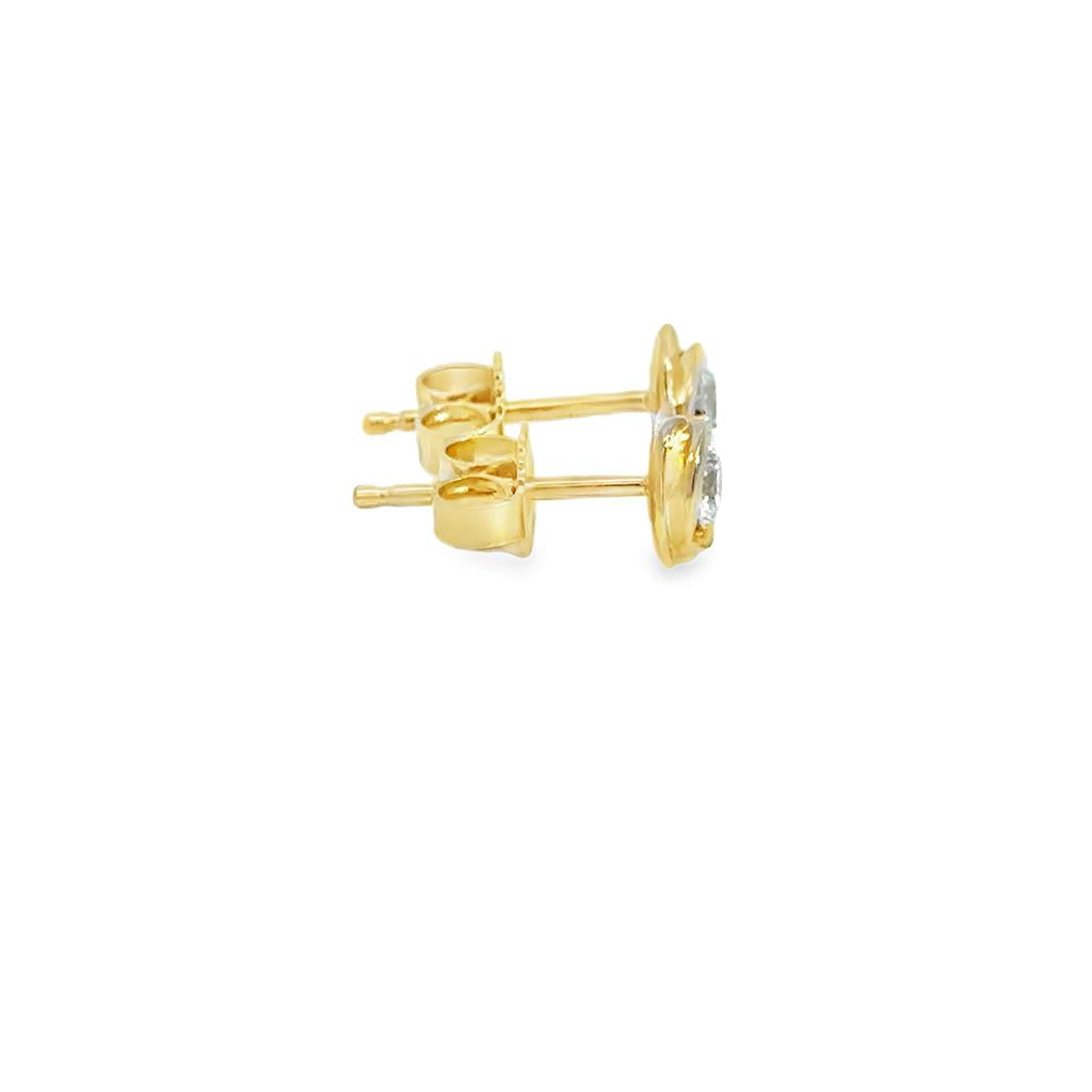 0.30 CTW Diamond 14K Yellow Gold Sculpted Floral-Inspired Stud Earrings