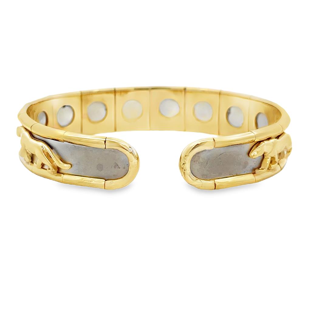 14K Two-Tone Yellow and White Gold Lion Cuff Bracelet