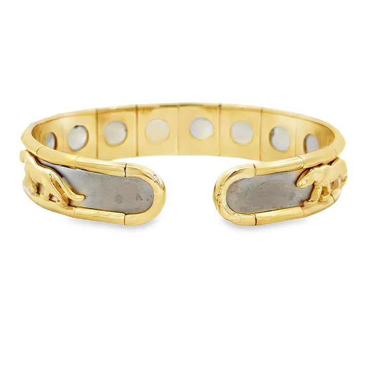 14K Two-Tone Yellow and White Gold Lion Cuff Bracelet
